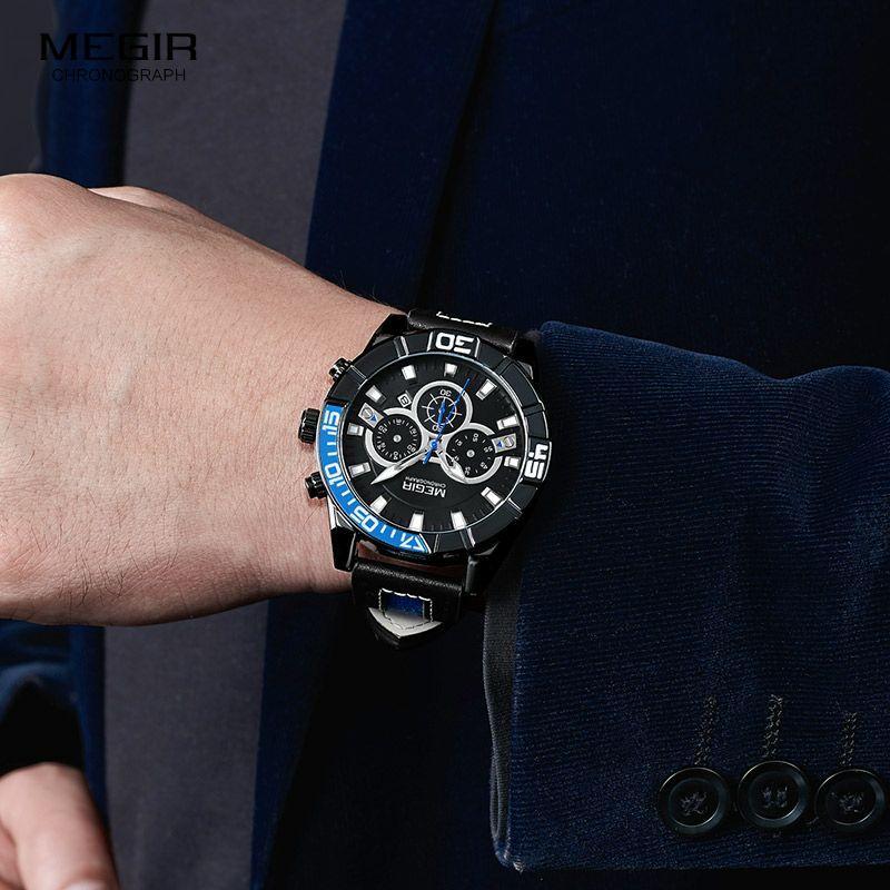 Megir - Montre Orginal Pour les hommes - Bracelet En Cuir - DiaCrea