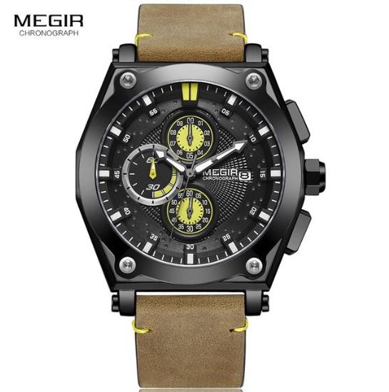 Megir - Montre Sportive Originale Pour les Hommes - Bracelet En Cuir - DiaCrea