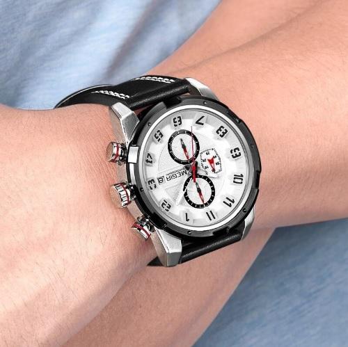 Megir - Montre de Lux Originales Pour Les Hommes - Bracelet en Cuir - DiaCrea