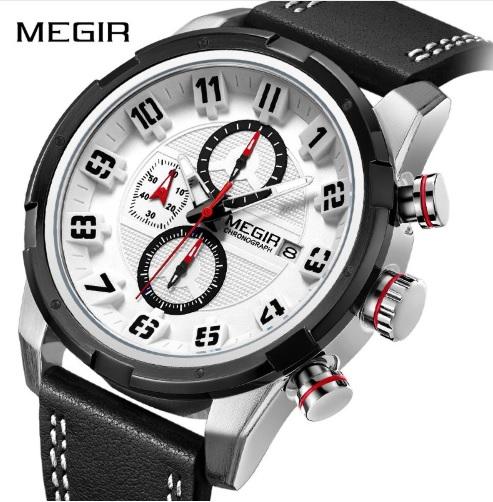 Megir - Montre de Lux Originales Pour Les Hommes - Bracelet en Cuir - DiaCrea