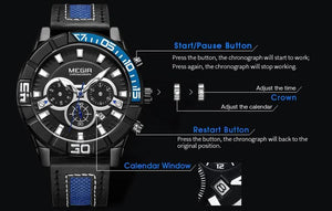 Megir - Montre Orginal Pour les hommes - Bracelet En Cuir - DiaCrea