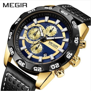 Megir - Montre de Lux Originale Pour Les hommes - Bracelet En Cuir - DiaCrea