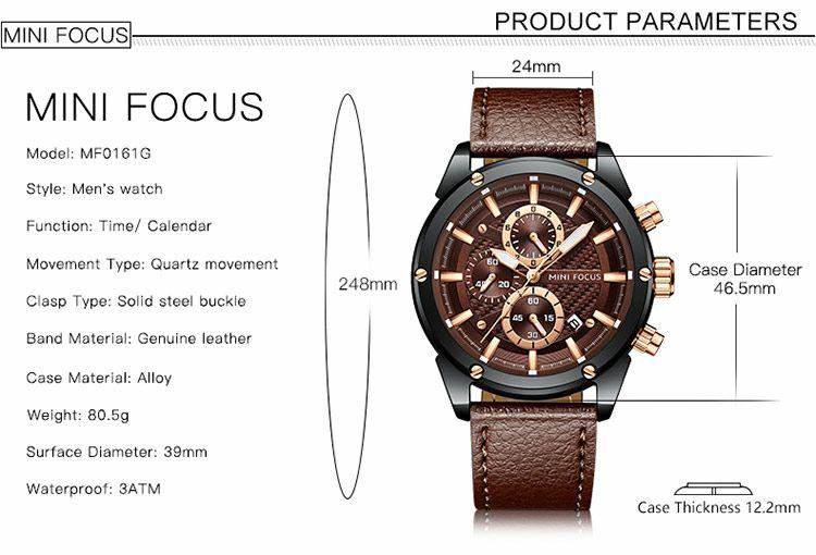 Mini Focus - Montre élégante Originales Pour les hommes - Bracelet en Cuir - DiaCrea