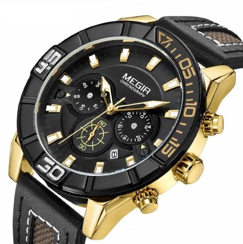 Megir - Montre Orginal Pour les hommes - Bracelet En Cuir - DiaCrea