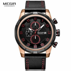 Megir - Montre de Lux Originales Pour Les Hommes - Bracelet en Cuir - DiaCrea